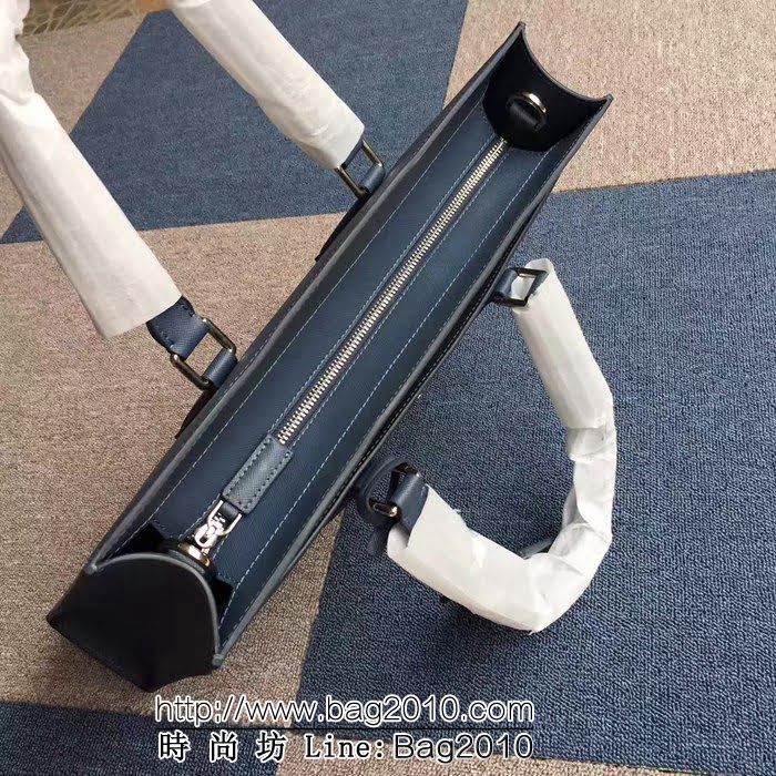 普拉達PRADA原單 最新款2VG014-1F藍色原版十字爆款男士商務手提包 PHY1286